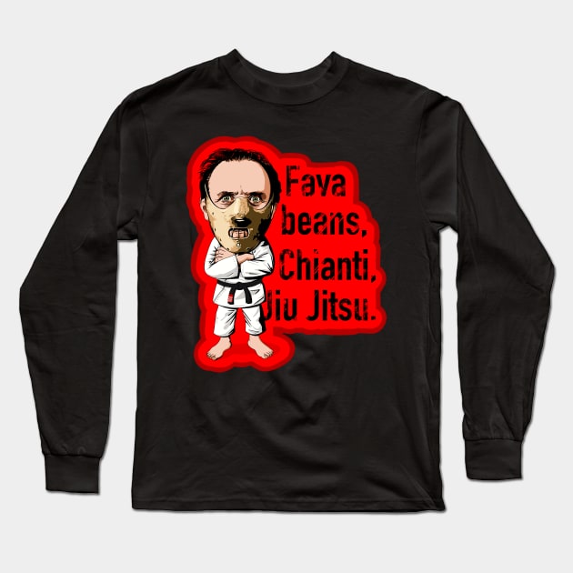 Fava Beans, Chianti, Jiu Jitsu Long Sleeve T-Shirt by undersideland